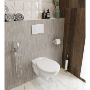 Комплект Унитаз подвесной DIWO Анапа безободковый, микролифт, дюропласт + Инсталляция + Кнопка 7310 белая