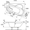 Акриловая ванна Vagnerplast Selena R 145x100 см, угловая, с каркасом, асимметричная