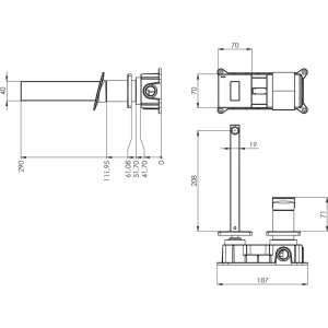 Смеситель для раковины Teska Alax E5306 С ВНУТРЕННЕЙ ЧАСТЬЮ, хром