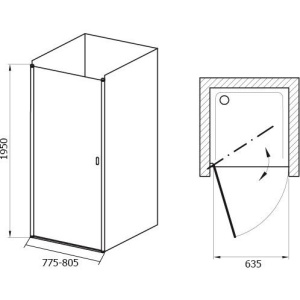 Душевая дверь в нишу Ravak Chrome CSD1-80 Transparent, профиль белый