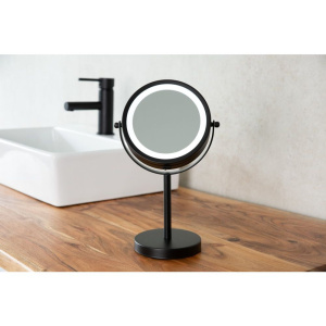 Косметическое зеркало Ridder Daisy О3111010 с подсветкой, двухстороннее, поворотное, черное матовое