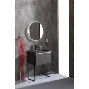 Купить Тумба с раковиной Armadi Art Vallessi 60 антрацит матовая, с черной раковиной в Москве с доставкой Тумба с раковиной Armadi Art Vallessi 60 антрацит матовая, с черной раковиной