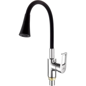 Смеситель для кухни Fashun A4253+B14 с гибким изливом, хром, черный