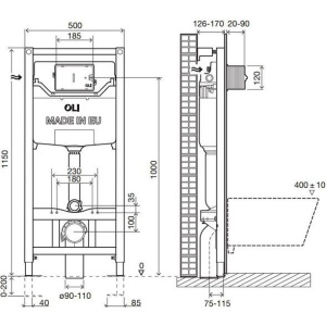 Система инсталляции для унитазов OLI Eco Oli 120 Eco Sanitarblock pneumatic