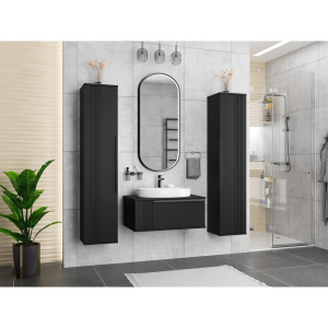 Тумба с раковиной Brevita Savoy 80, подвесная, черная