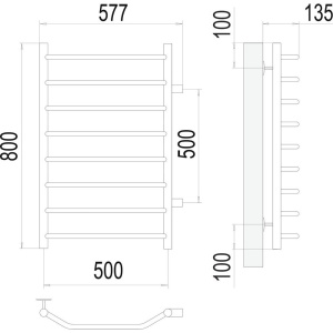 Купить Полотенцесушитель водяной Terminus Виктория П8 500x800 с боковым подключением 500 в Москве с доставкой Полотенцесушитель водяной Terminus Виктория П8 500x800 с боковым подключением 500