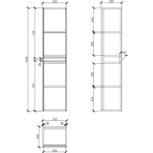 Шкаф-пенал BelBagno Pietra 35, polissandro, универсальный