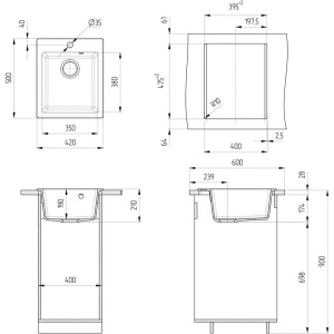 Купить Мойка кухонная Ulgran U-404 -328 бежевая в Москве с доставкой Мойка кухонная Ulgran U-404 -328 бежевая