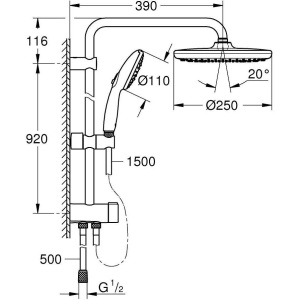 Купить Душевая стойка Grohe Tempesta 250 26675001 хром в Москве с доставкой Душевая стойка Grohe Tempesta 250 26675001 хром