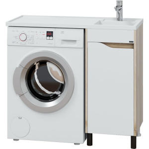 Тумба с раковиной СаНта Сатурн 38 R под стиральную машину, напольная, 1 дверца, дуб австрийский