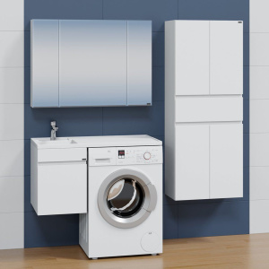 Тумба с раковиной СанТа Марс 38, L 1 ящик, подвесная, для стиральной машины