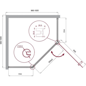 Душевой уголок BelBagno Uno -195 P 1 100 C Cr