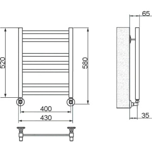 Полотенцесушитель водяной Ника Modern ЛМ 5 60/40, белый матовый