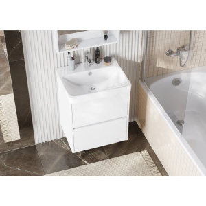 Купить Тумба с раковиной AQUATON Сканди 55 белый глянец, белый матовый в Москве с доставкой Тумба с раковиной AQUATON Сканди 55 белый глянец, белый матовый