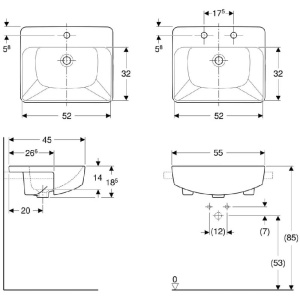 Раковина встраиваемая Geberit VariForm 55 500.681.01.1 белая