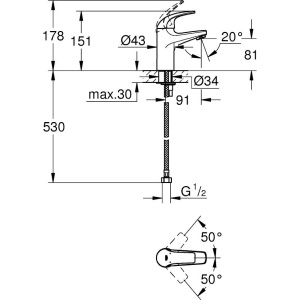 Смеситель для раковины Grohe BauCurve 32848000 хром