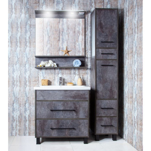 Купить Зеркало Бриклаер Чили 80 цемент, с подсветкой и полкой в Москве с доставкой Зеркало Бриклаер Чили 80 цемент, с подсветкой и полкой