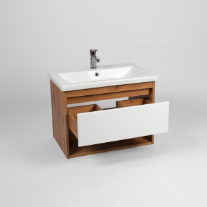 Мебель для ванной VIANT Бостон 70 подвесная, дуб вотан, белая, 1 ящик