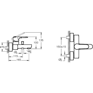 Смеситель для ванны с душем VitrA Root Round A42725EXP хром