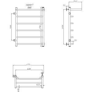 Полотенцесушитель водяной Тругор Браво ПМ 1 П ЛЦ4 L, 50x80x40