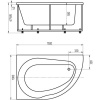 Акриловая ванна Акватек Вирго VIR150-0000038 L 150x100 см, угловая, с каркасом, с экраном, со сливом-переливом, асимметричная