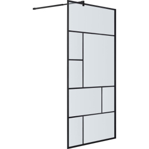 Душевая перегородка Акватек AQ WIW Print 10020BL 100x200 см, черный матовый профиль