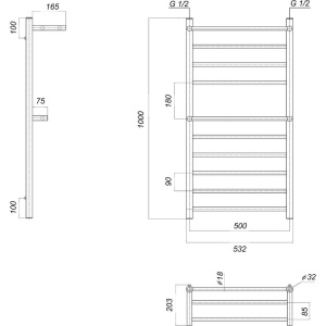 Купить Полотенцесушитель водяной Domoterm Медея сп2 П10 50x100 хром в Москве с доставкой Полотенцесушитель водяной Domoterm Медея сп2 П10 50x100 хром