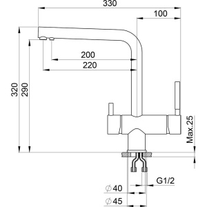 Смеситель для кухни Granula 2305, черный