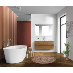 Мебель для ванной BelBagno Albano 120 подвесная, rovere rustico, белая глянцевая раковина