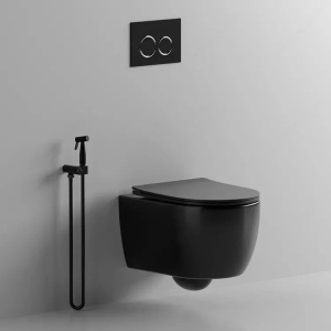 Купить Унитаз подвесной Ceruttispa Oglio Aria 9239 MB безободковый, с микролифтом, черный матовый в Москве с доставкой Унитаз подвесной Ceruttispa Oglio Aria 9239 MB безободковый, с микролифтом, черный матовый