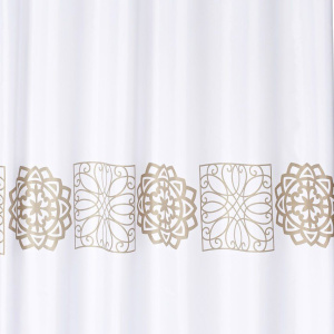 Штора для ванной Ridder Tunis 46359 + телескопический карниз Ridder 55301 245 см, белый + крючки для шторы Ridder