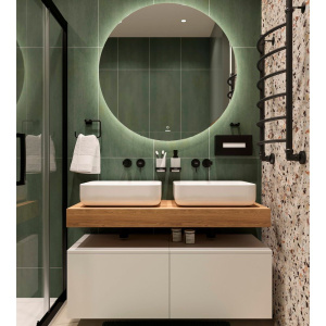 Столешница STWORKI Ольборг 120 дуб французский, без отверстий, 2 тумбы 60 + 2 раковины STWORKI Soul 1 белой