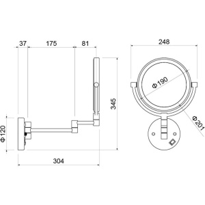 Косметическое зеркало Aquatek AQ4915BGM оружейная сталь