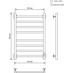 Полотенцесушитель электрический Ника Step 1 80/50, матовый черный RAL9005