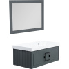Тумба с раковиной La Fenice Cubo 90 R серая, ручка черная