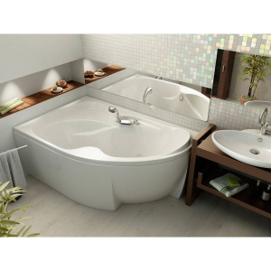 Акриловая ванна Акватек Вега VEG170-0000073 L 170x105 см, угловая, с каркасом, с экраном, со сливом-переливом, асимметричная