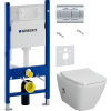 Комплект Унитаз подвесной VitrA Integra Square 7082B003-7209 с функцией биде + Крышка Integra Square 191-003-009 с микролифтом + Инсталляция Geberit Duofix Delta 458.149.21.1 с кнопкой смыва, хром + Шумоизоляция