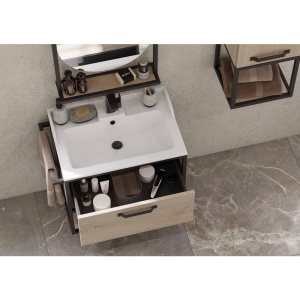 Купить Тумба с раковиной AQUATON Лофт Фабрик 65 дуб эндгрейн в Москве с доставкой Тумба с раковиной AQUATON Лофт Фабрик 65 дуб эндгрейн