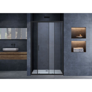 Душевая дверь в нишу Vincea Alpha VDS-3AL120CLB 120 см, стекло прозрачное, черный
