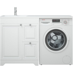 Купить Тумба с раковиной Corozo Леон 130 под стиральную машину L в Москве с доставкой Тумба с раковиной Corozo Леон 130 под стиральную машину L