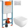 Комплект Унитаз подвесной VitrA Shift 7742B003-0075 белый глянцевый + Крышка DIWO Шифт 0405 с микролифтом + Инсталляция V-Fix Core 732-5800-01 с кнопкой смыва Root R 740-2280 хром