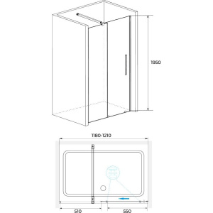 Душевая дверь в нишу RGW Tornado 41071812-14 120х195, профиль черный