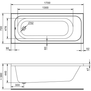 Акриловая ванна Santek Ламма 170x70 1.WH50.1.747 белая