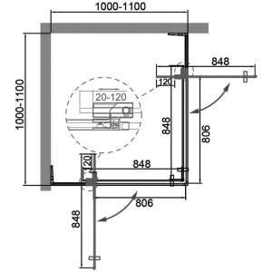 Душевой уголок Cezares Slider A 2 100/110 BR Nero профиль черный, стекло бронза