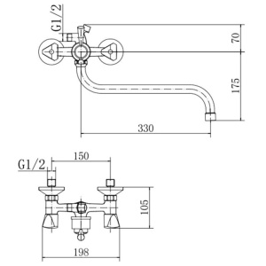 Смеситель для ванны с душем Fashun A2211 хром