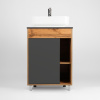 Купить Мебель для ванной VIANT Бостон 60 напольная, дуб вотан, графит, раковина A63570 в Москве с доставкой Мебель для ванной VIANT Бостон 60 напольная, дуб вотан, графит, раковина A63570