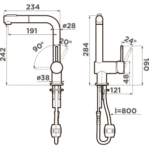 Смеситель для кухни Omoikiri Tanigawa-SB C хром