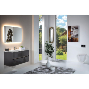 Мебель для ванной Armadi Art Vallessi 100 антрацит глянец, с белой раковиной