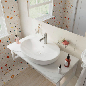 Мебельная раковина DIWO Самара 0116 , накладная чаша на столешницу, фаянсовая, 60 см, овальная, белая