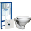 Комплект Унитаз подвесной Roca Mateo + Крышка DIWO Матео 0346 с микролифтом + Шумоизоляция Grohe + Инсталляция Rapid SL 38772001 3 в 1 с кнопкой смыва